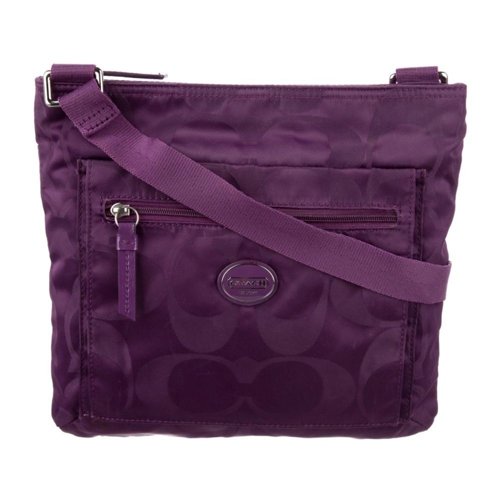 Coach 1941 Nylon Patent leather trimmed crossbody bag - purple